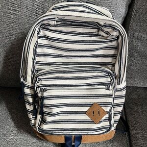 Jansport Black and White Backpack with Nautical Stripes